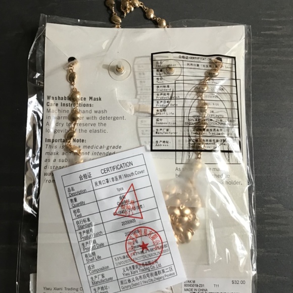 ANNE KLEIN Gold-Tone Pavé Butterfly Stud Earrings & Printed Face Mask Set - Picture 6 of 6